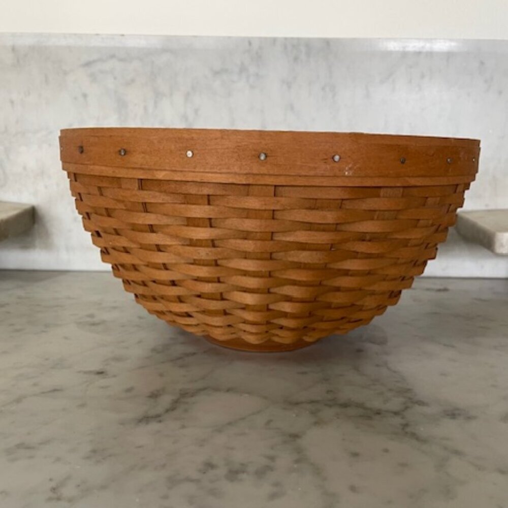 LONGABERGER Nantucket Woven Bowl Basket Large 11” Round Handwoven Brown Retired - Picture 4 of 15